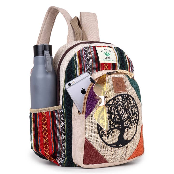 Lungta Imports - Venta al por mayor Mochila - Mujer - Mochila de cáñamo natural ligera hecha a mano en el Himalaya Nepal