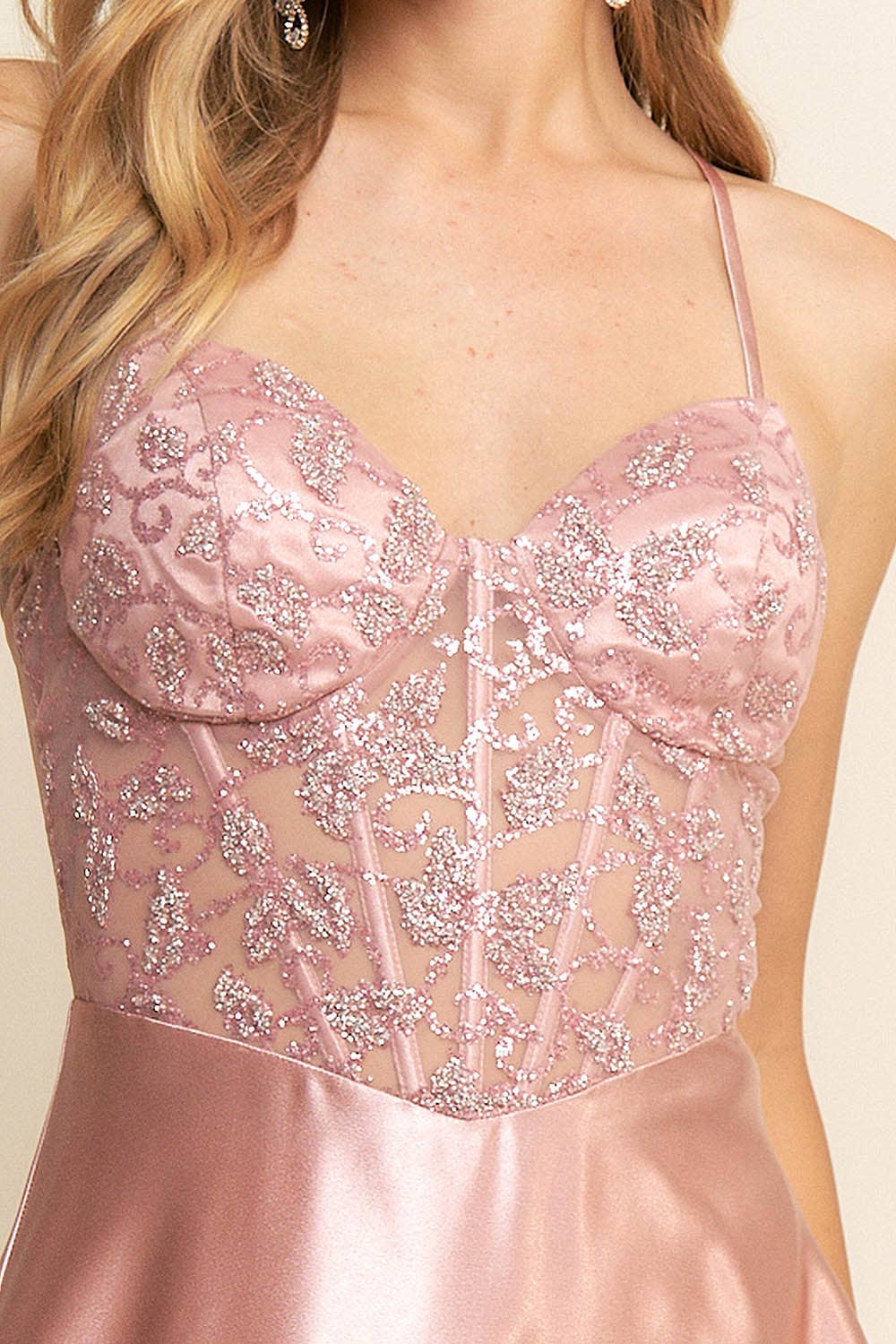 Maniju - Vente Robe de soirée – femme - ROBE LONGUE CORSET AVEC DÉTAILS PAILLETÉS11