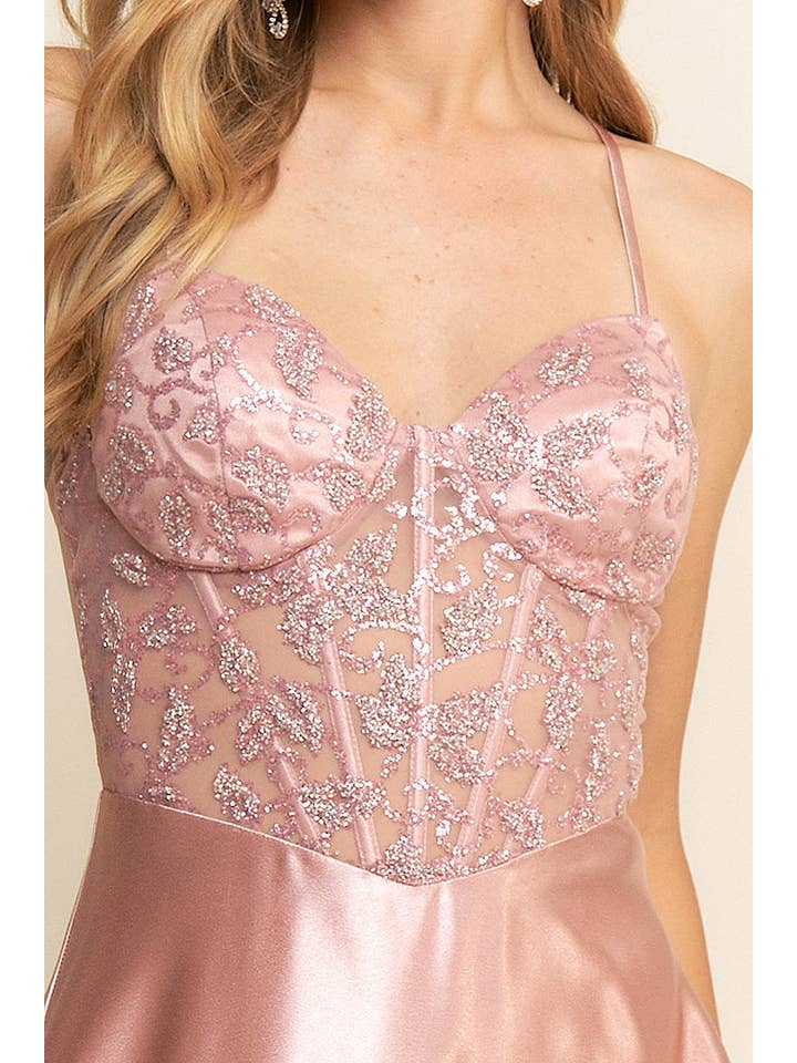 Maniju - Vente Robe de soirée – femme - ROBE LONGUE CORSET AVEC DÉTAILS PAILLETÉS11