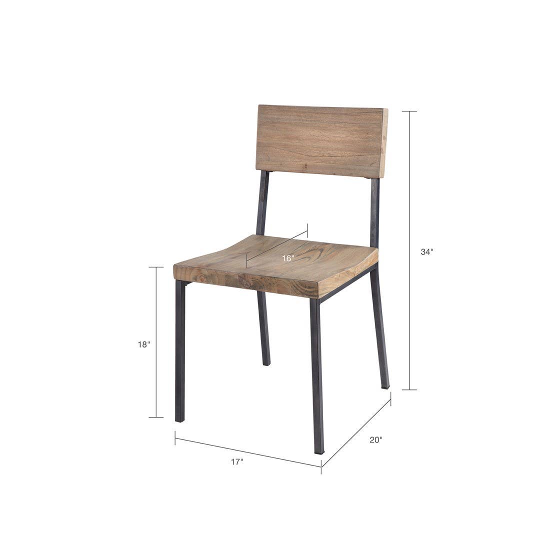 Olliix - Vente Chaises - [Ensemble de 2] Chaises d'appoint de salle à manger industrielles modernes en bois naturel4