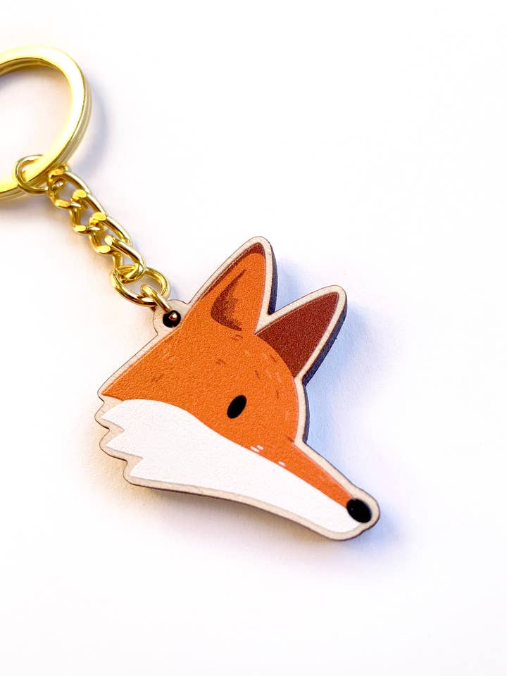 Fox Wooden Key Ring for wholesale by Tom Hardwick