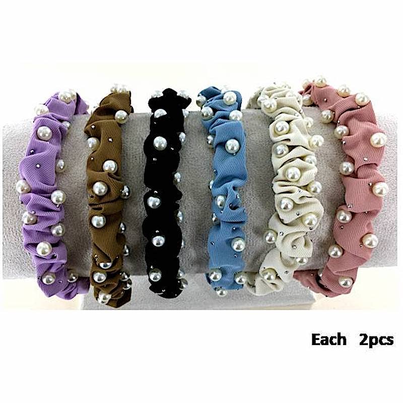 Atlas Fashion - Vente Bandeau – femme - Bandeau plissé côtelé avec perles1