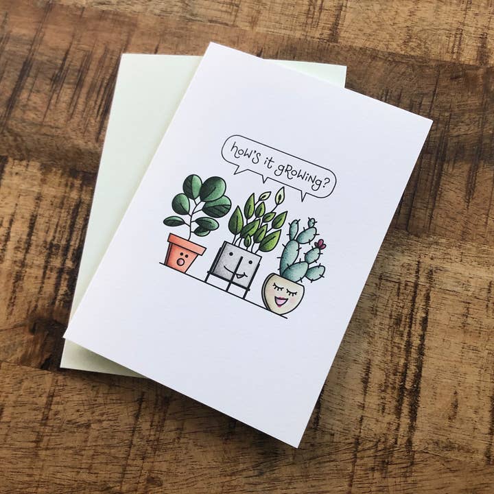 How's It Growing Greeting Card / Plant Pun for wholesale by Inkwood Co