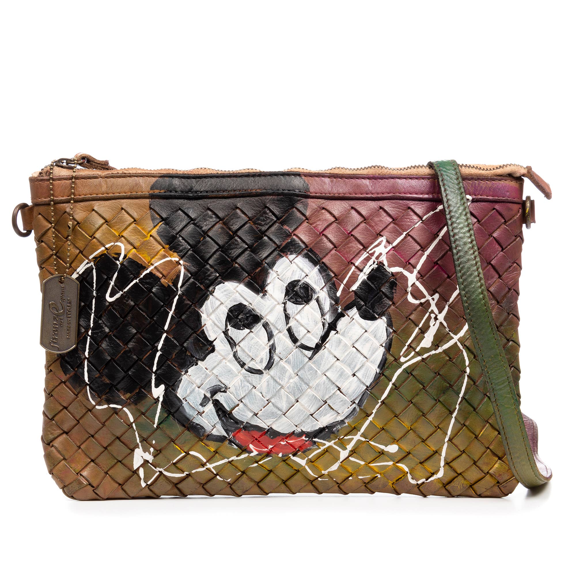 Flerfärgad Antignano axelväska. Äkta Sauvage-flätat läder för wholesale på Faire0