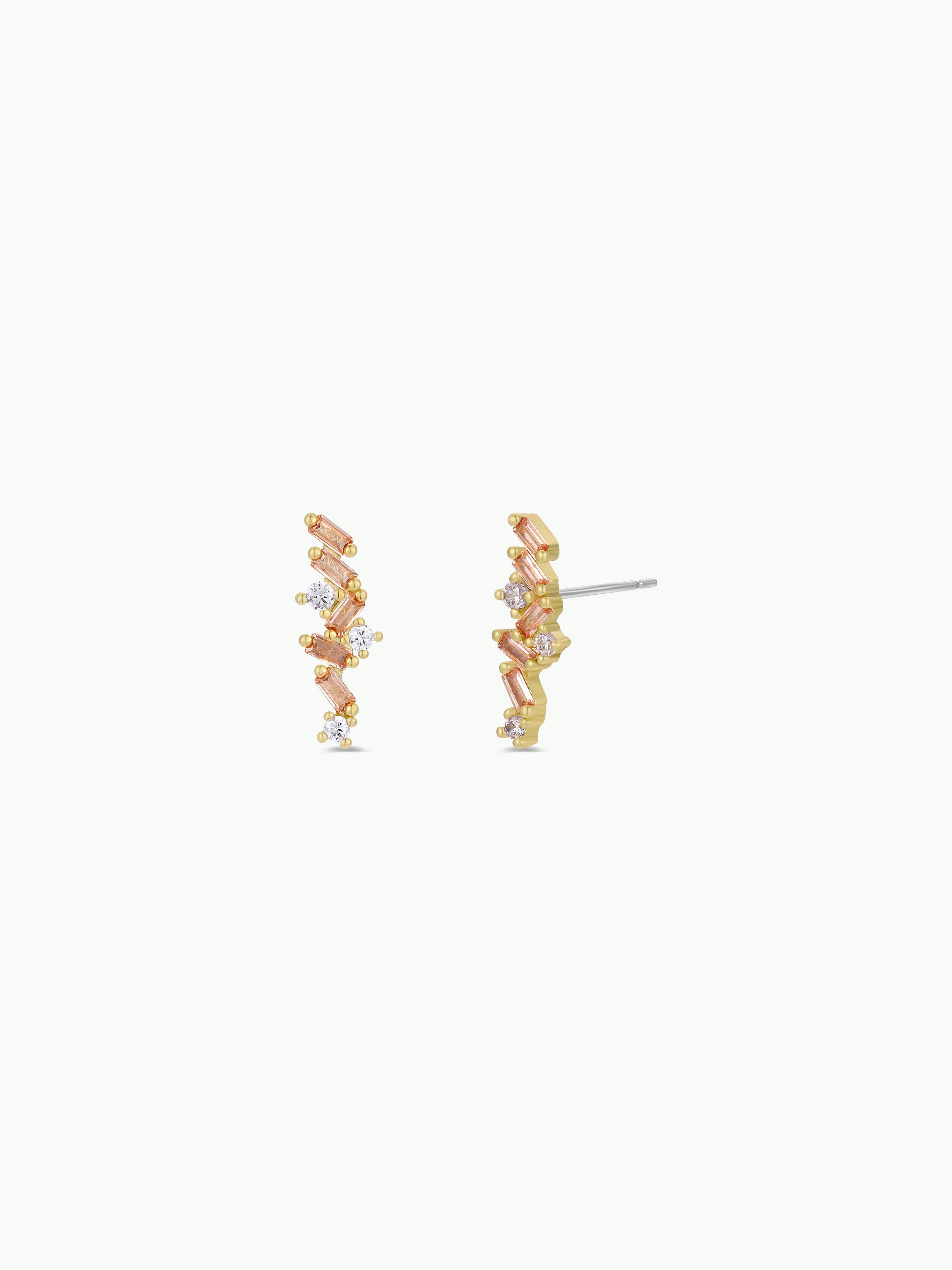 JaxKelly – wholesale Dangle earrings – Cascading Baguette Drop - Gold Earrings1