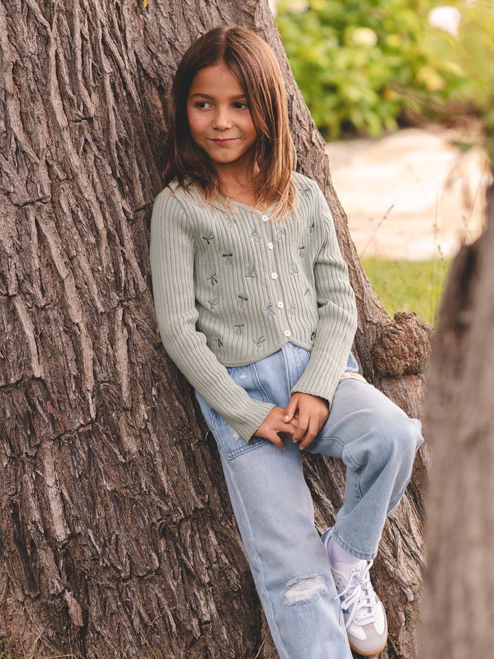 Bow Print Baby Doll Sweater Top for wholesale on Faire0