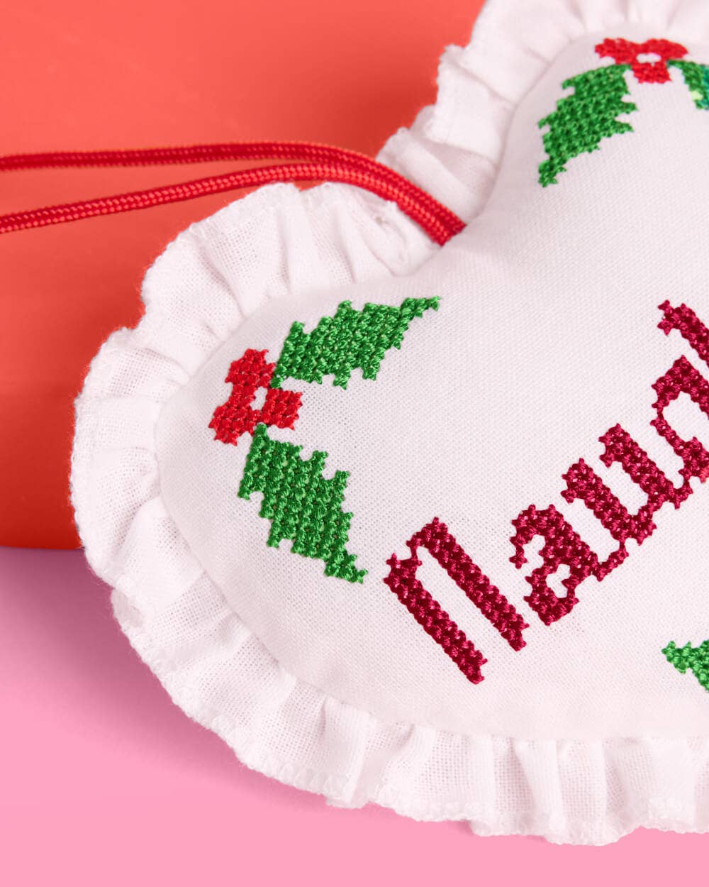 xo, Fetti - Wholesale Ornament - Naughty or Nice Christmas Ornament  Cross stitch 7x5" heart2