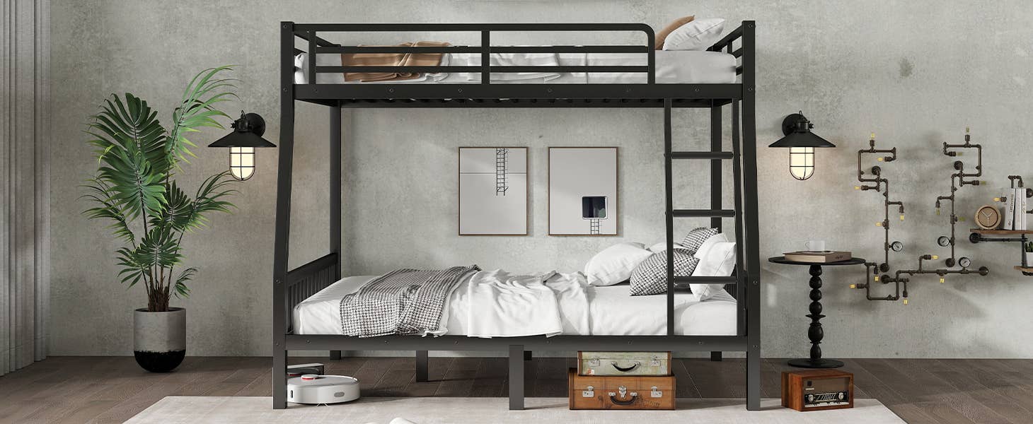 39F Inc. - Wholesale Bed - Full XL Over Queen Metal Bunk Bed with Ladder, Black13