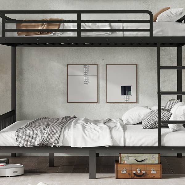 39F Inc. - Wholesale Bed - Full XL Over Queen Metal Bunk Bed with Ladder, Black13