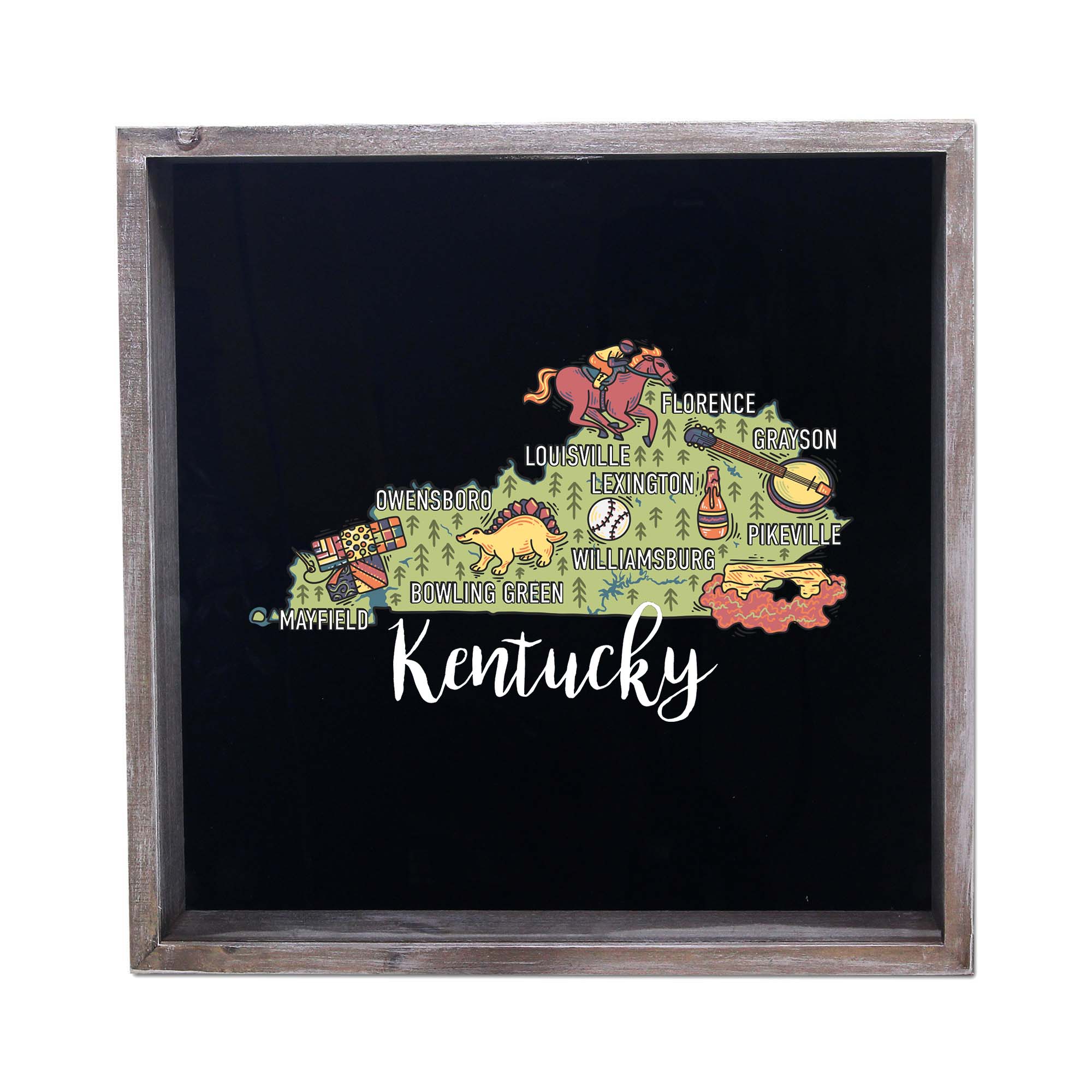 Torched Products - Wholesale Sign - State Map Design Shadow Box - Gray14