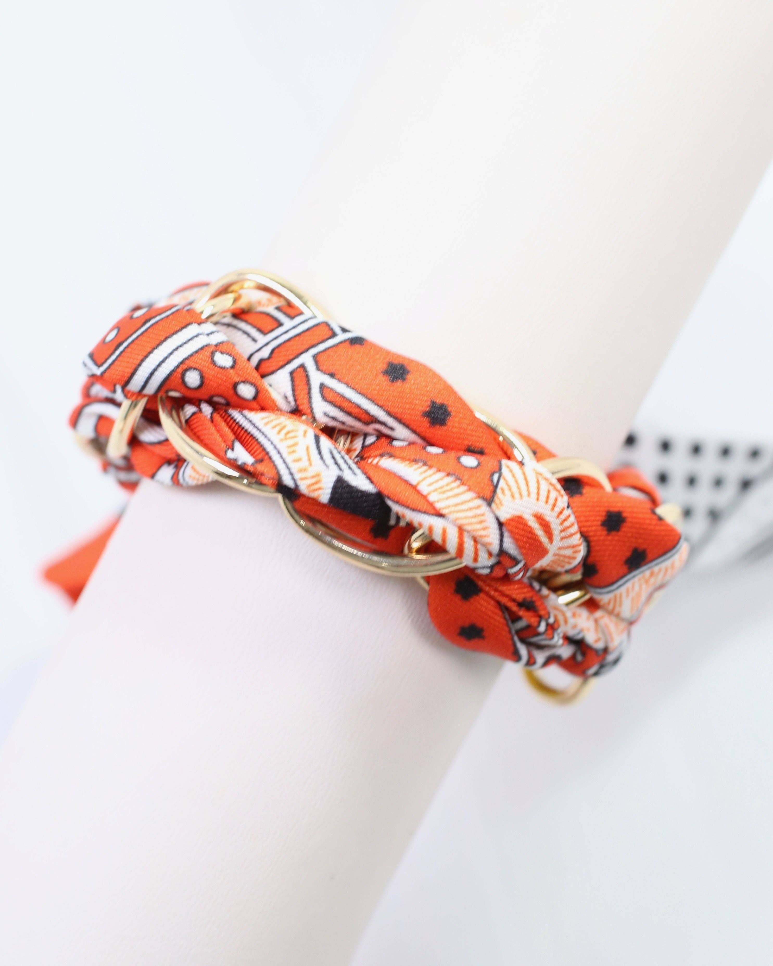 Caroline Hill - Wholesale Scarf - Women's - Fontana Chain Scarf Bracelet Orange0