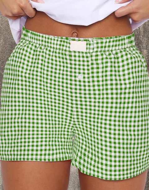 Lovesoft - Wholesale Shorts - Women's - Red Plaid Gingham Printed High Waist Shorts8