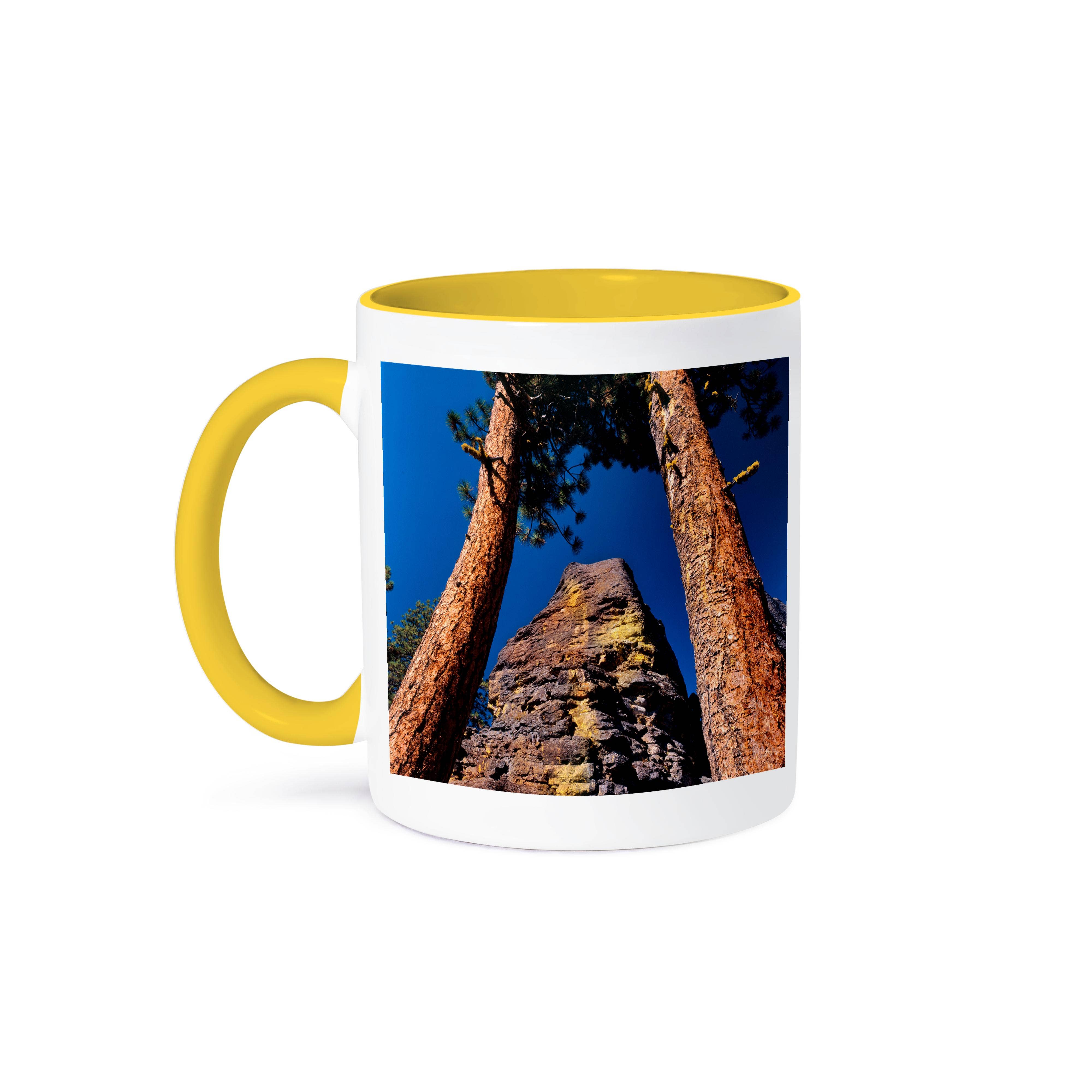 3dRose - Wholesale Coffee Mug - 3dRose, Oregon, Gearhart Mountain Wilderness. Trees frame rock formation. , Mug0