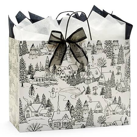 Nashville Wraps - Wholesale Gift Bag - Winter Toile Christmas Paper Gift Bags