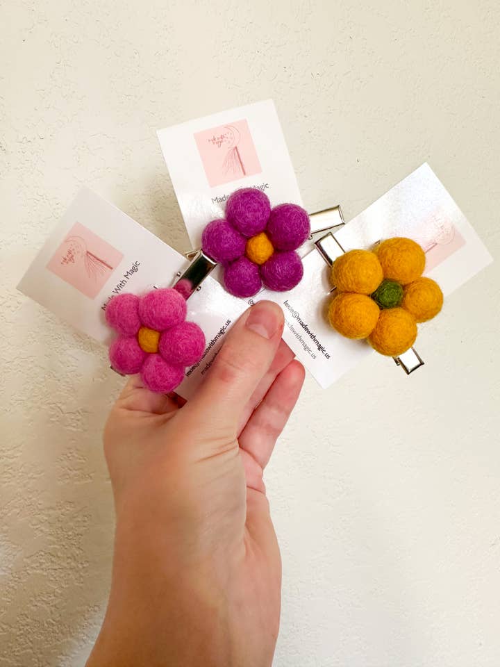 Groovy Daisy Felt Shape Hair Clip for wholesale by Made With Magic