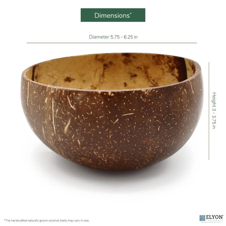 Elyon Tableware® - Wholesale Bowl - 4 Jumbo Handcrafted Natural Coconut Shell Bowl Set4