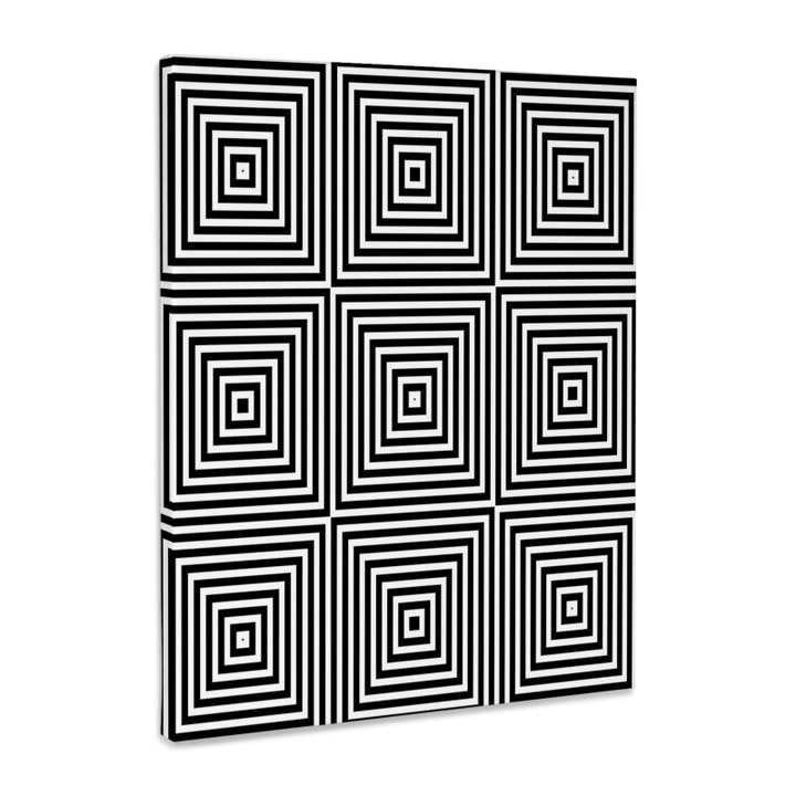 3dRose - Wholesale Art Print - 3dRose, Black and White Graphic Optical Illusion Squares, Museum Grade Canvas Wrap