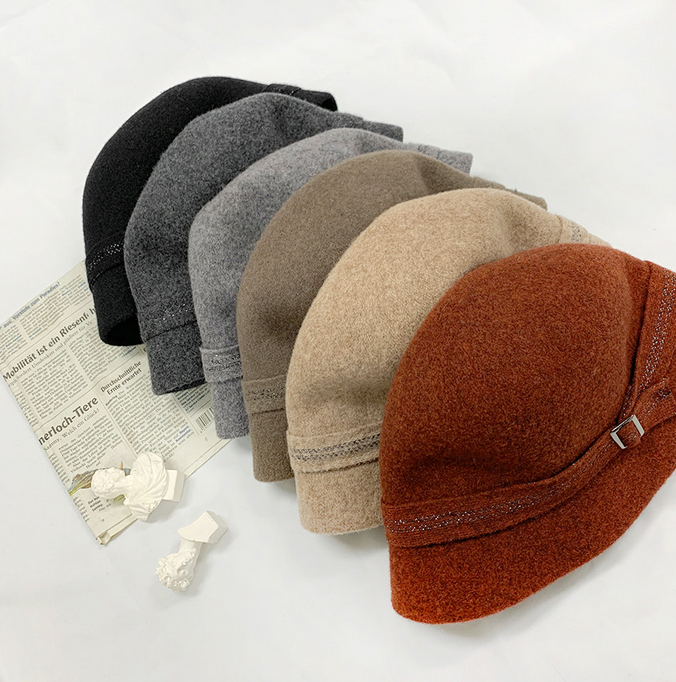 Comfortarians - Wholesale Bucket Hat - Women's - FW Women's Bunge Riding Hat Wool Hat Cloche Hat Bucket Hat9