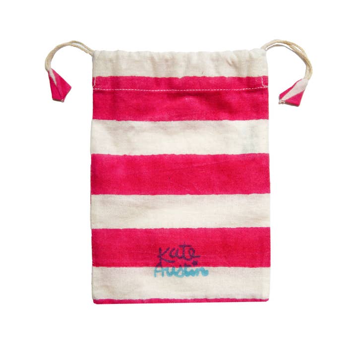 kate austin designs - Wholesale Drawstring Bag - Unisex - Drawstring Bag in Pink White Cabana Stripe