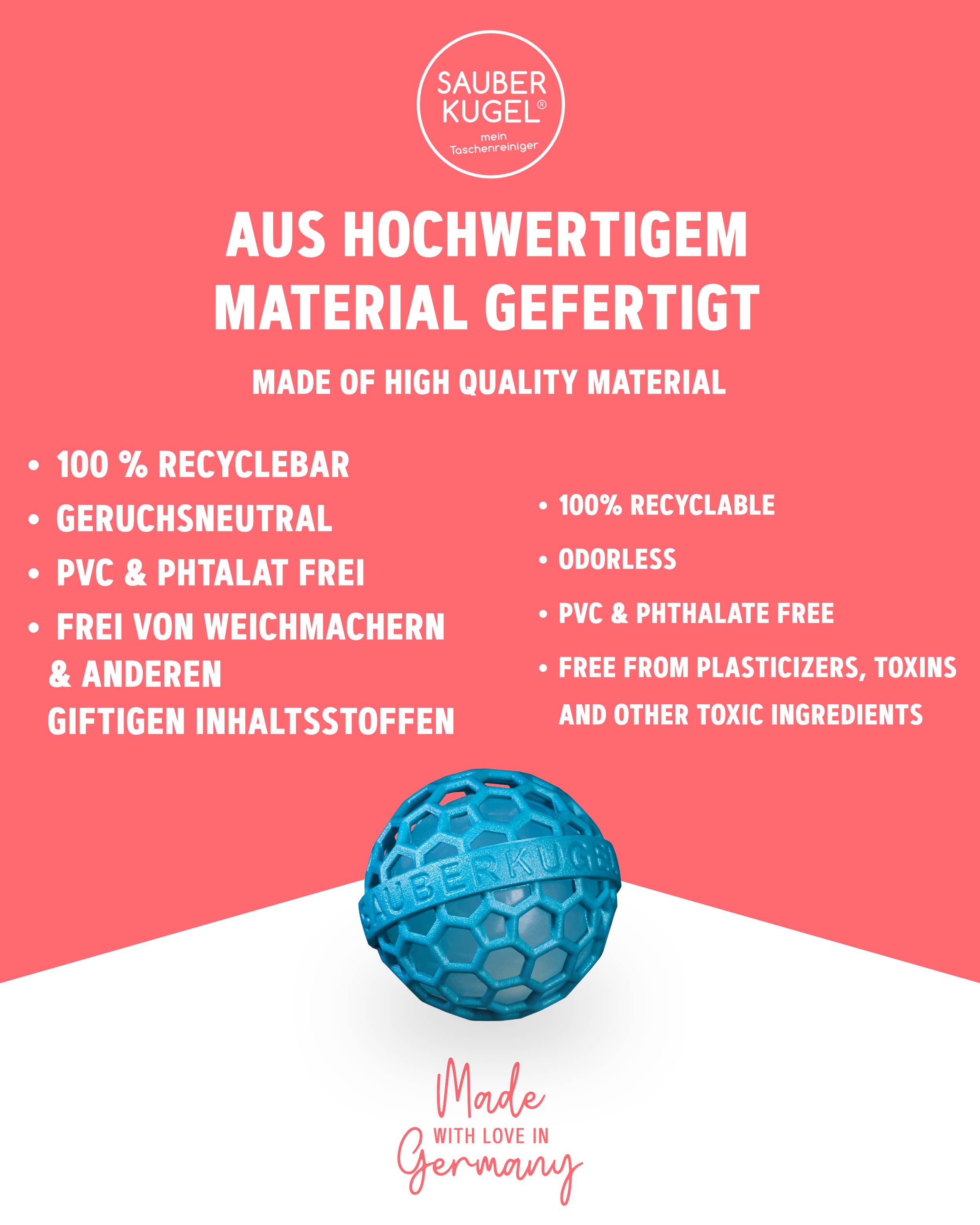 Sauberkugel - No Crumbs GmbH - Vendita all'ingrosso Spugnetta per pulire - Sauberkugel - Pulitore per borse Bag Petrol5