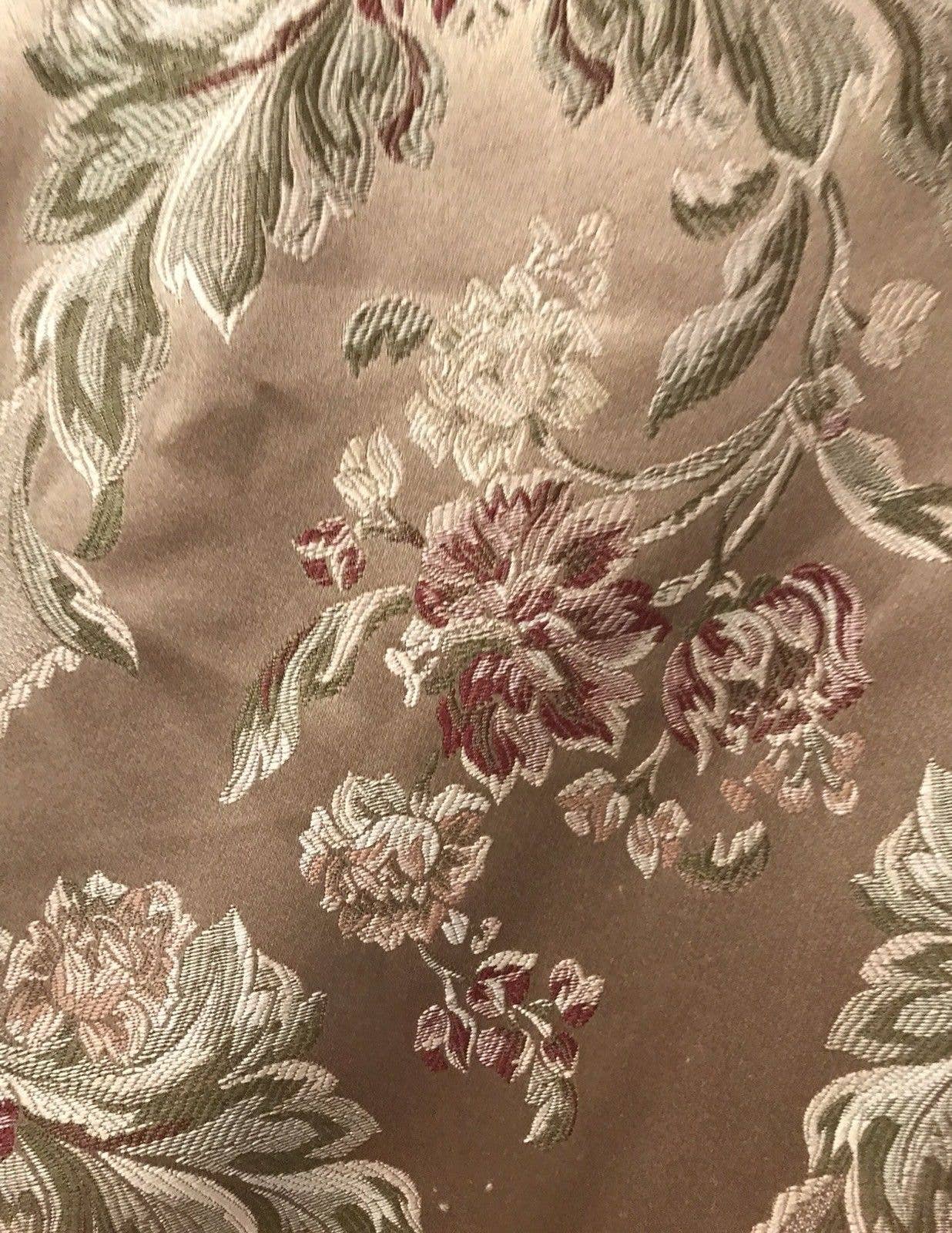 Fancy Styles Fabric - Wholesale Fabric - SWATCH Princess Holly Designer Brocade Jacquard Satin Fabric- Antique Floral Rose Gold0