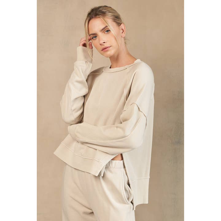 lalamia - Wholesale Sweatshirt - Women's - Raglan Matching Rib Sweatshirt