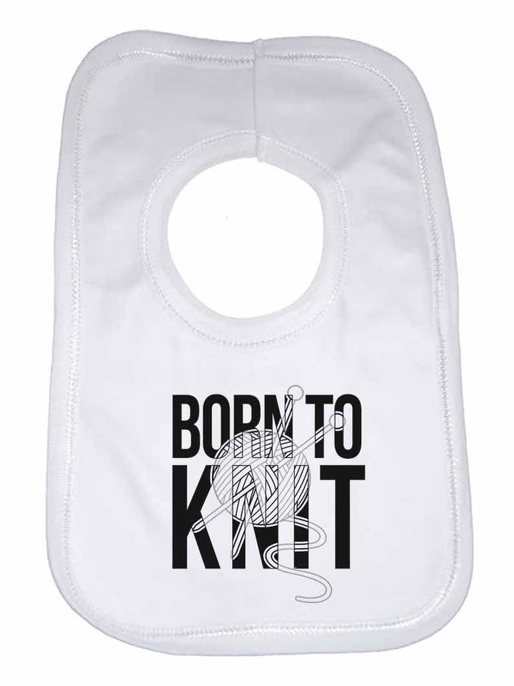 Born to Knit Boys Girls Baby Bibs for wholesale by Little Ratbag