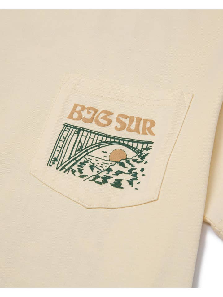 Natural Big Sur Bridges Puff Print Pocket Tee for wholesale on Faire