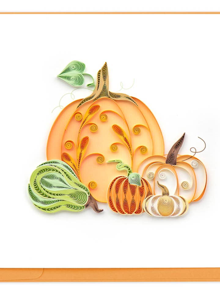 Quilled Assorted Pumpkins Greeting Card for wholesale by Quilling Card