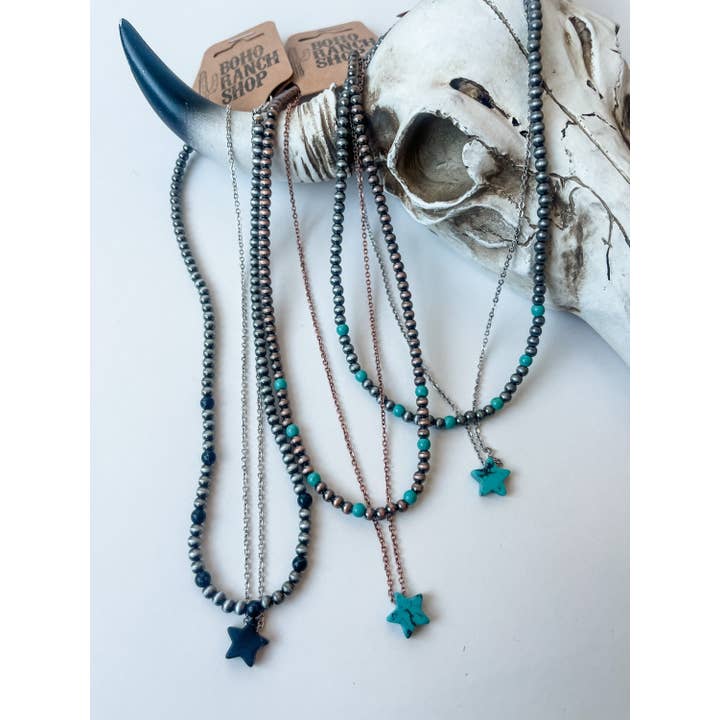 Boho Ranch Shop - Wholesale Pendant/Charm Necklace - Star Layered Choker Necklace Western Pendant Necklace Choker
