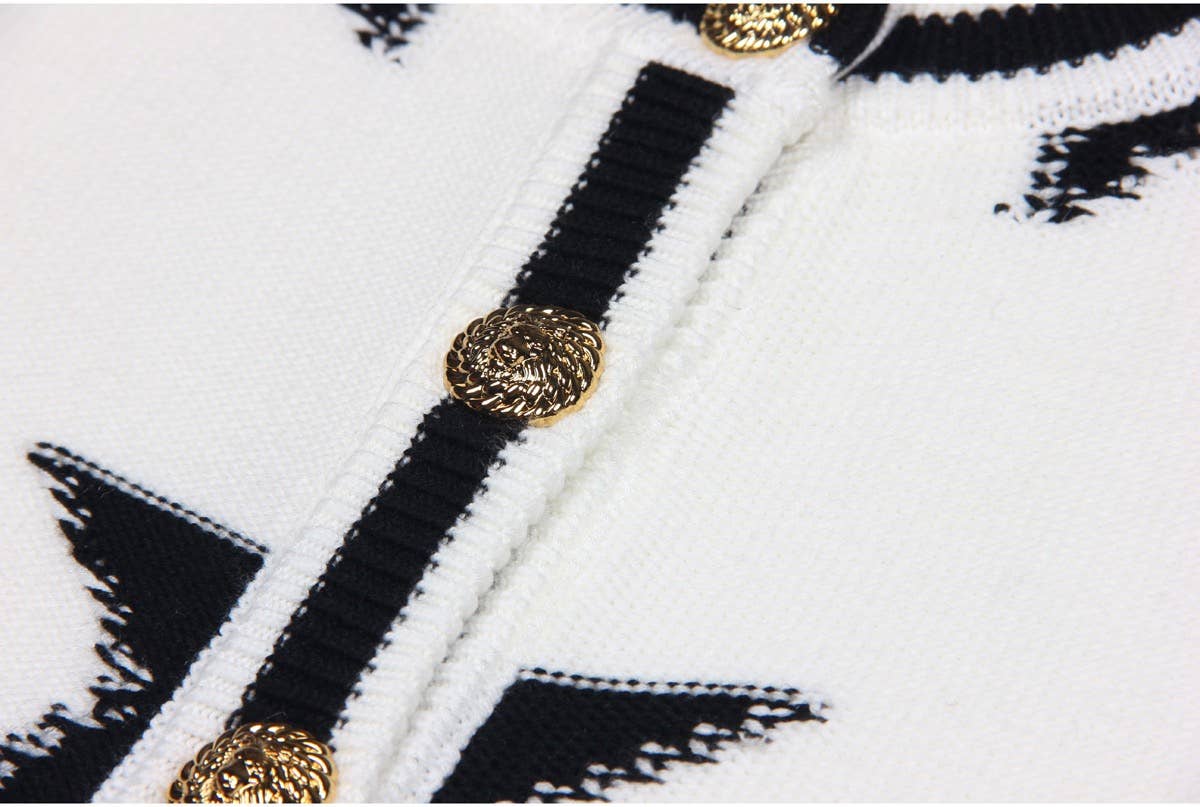 Productseeker - Wholesale Cardigan - Women's - JK029 Chic Star-Pattern Knit Cardigan - Spring/Autumn Top9