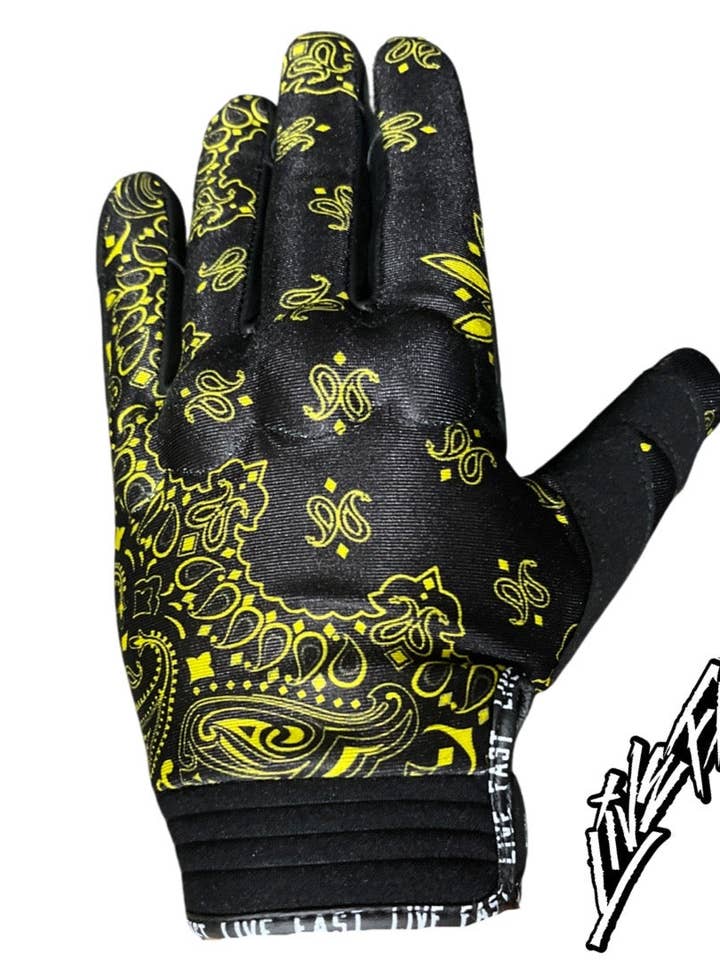 Guantes de moto negros y amarillos para venta al por mayor de Live Fast Gear