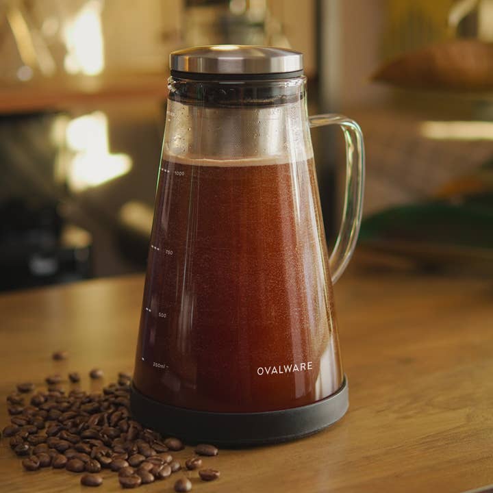 Lufttæt koldbrygget iskaffemaskine og te-infuser 1L/34oz for engroshandel hos Ovalware