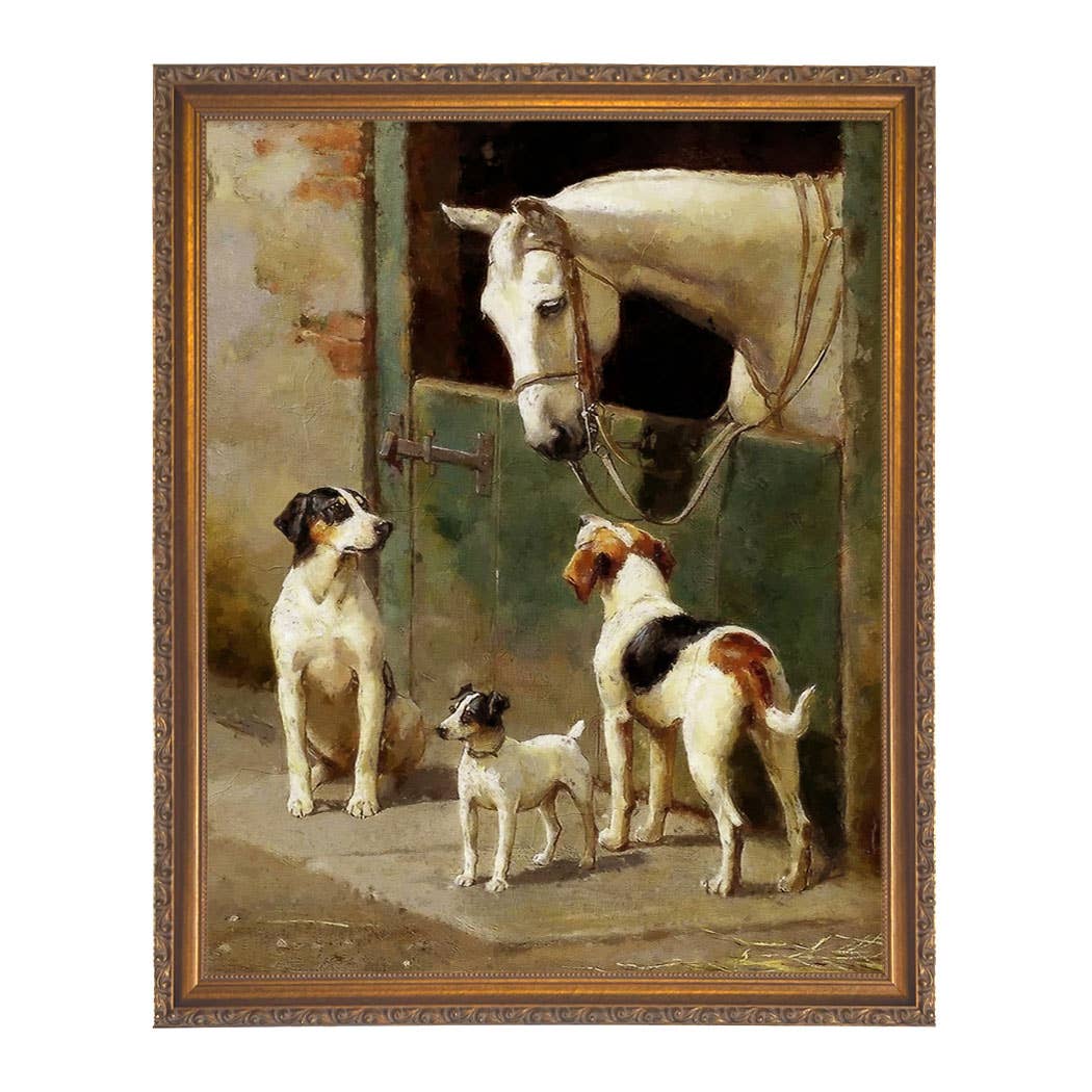 Madison Bay Co. - Historical Home Decor Reproductions - Wholesale Art Print - Dog and Horse at Stable Vintage Painting Print on Canvas23