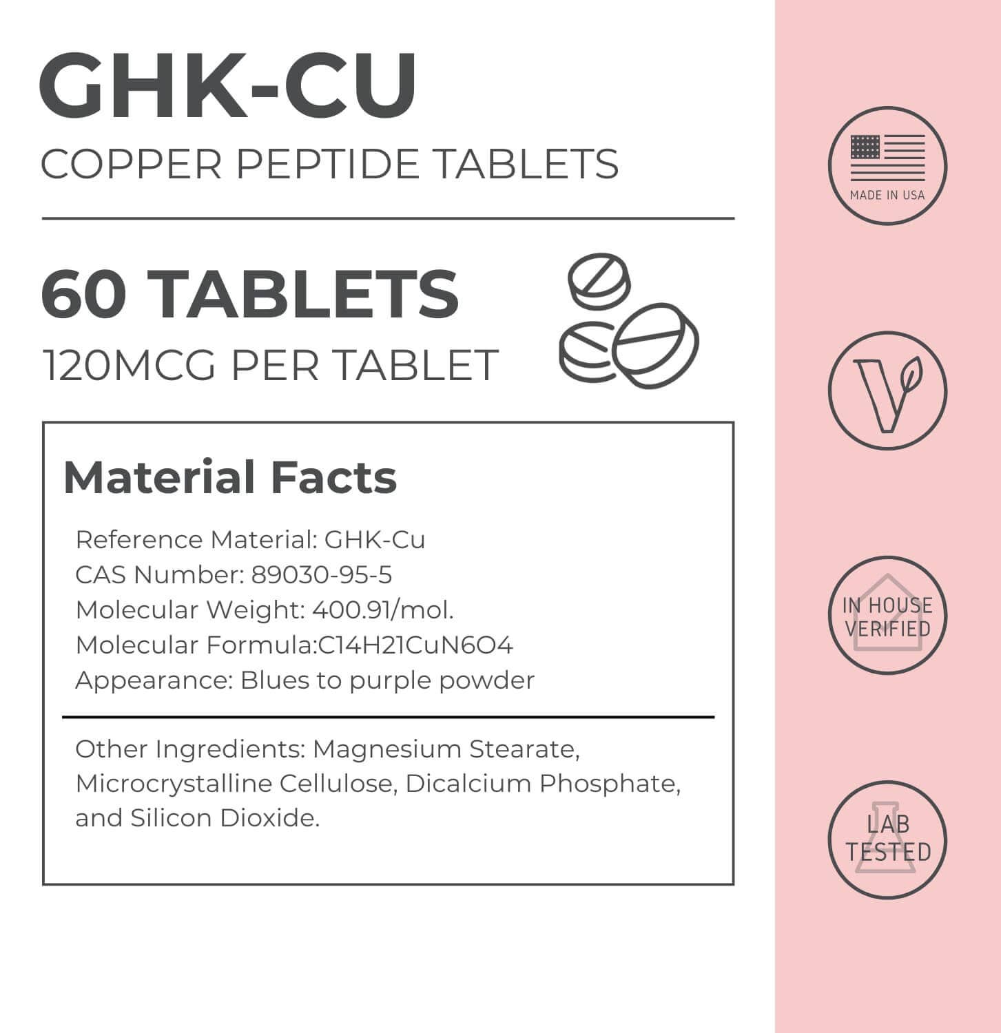 Neurogan Health - Vente Supplément oral/vitamine - Comprimes de cuivre au peptide GHK-Cu1