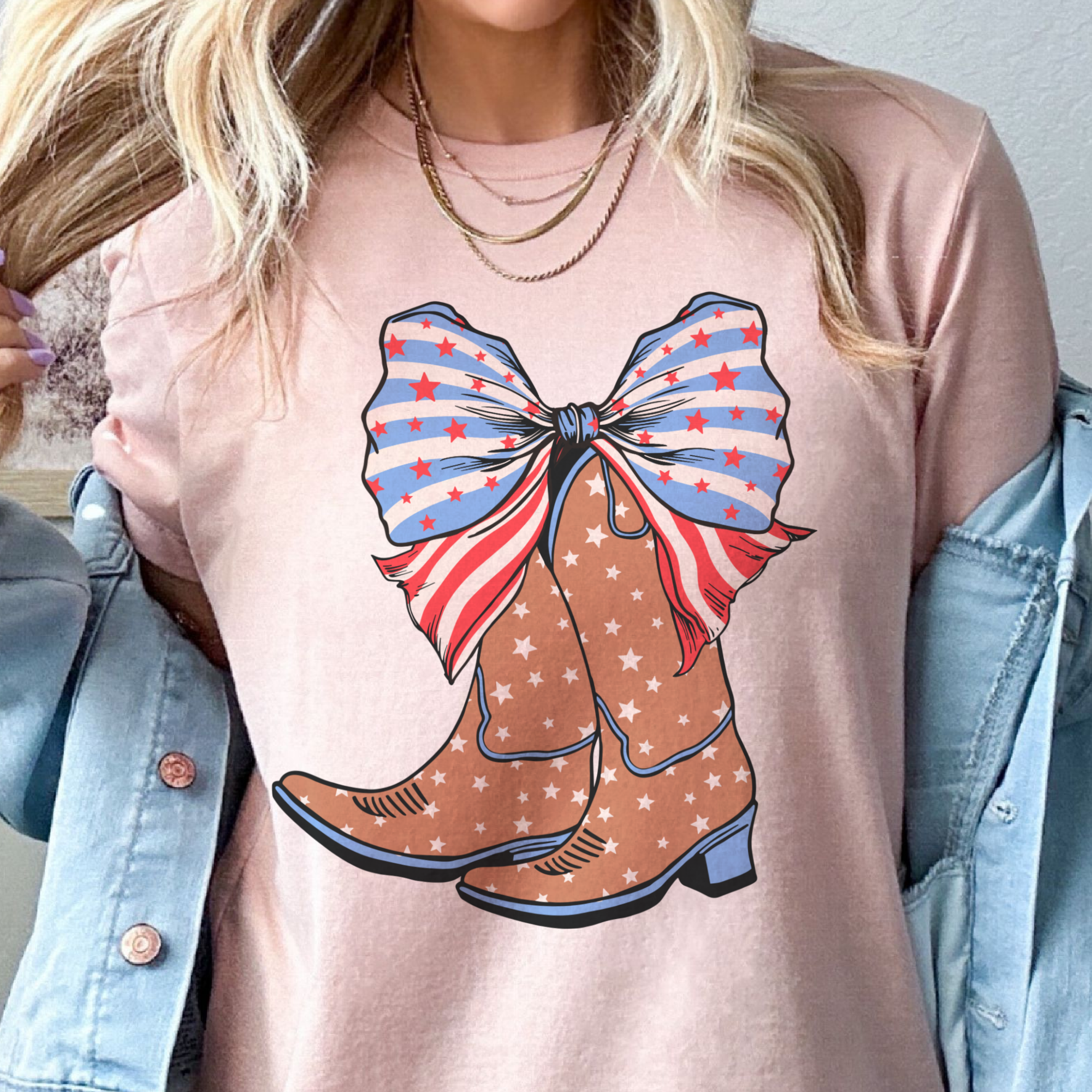Par.tees by Party On! - Wholesale Screen Printed T-Shirt - Women's - USA Cowboy Boots Patriotic Country Western boho Graphic Tee4