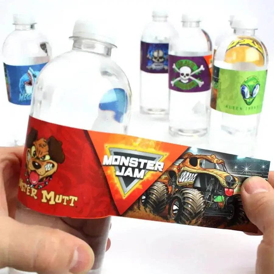 Party Expo, LLC - Vente Verre/tasse - Étiquettes pour bouteilles d'eau Monster Jam (paquet de 16)1