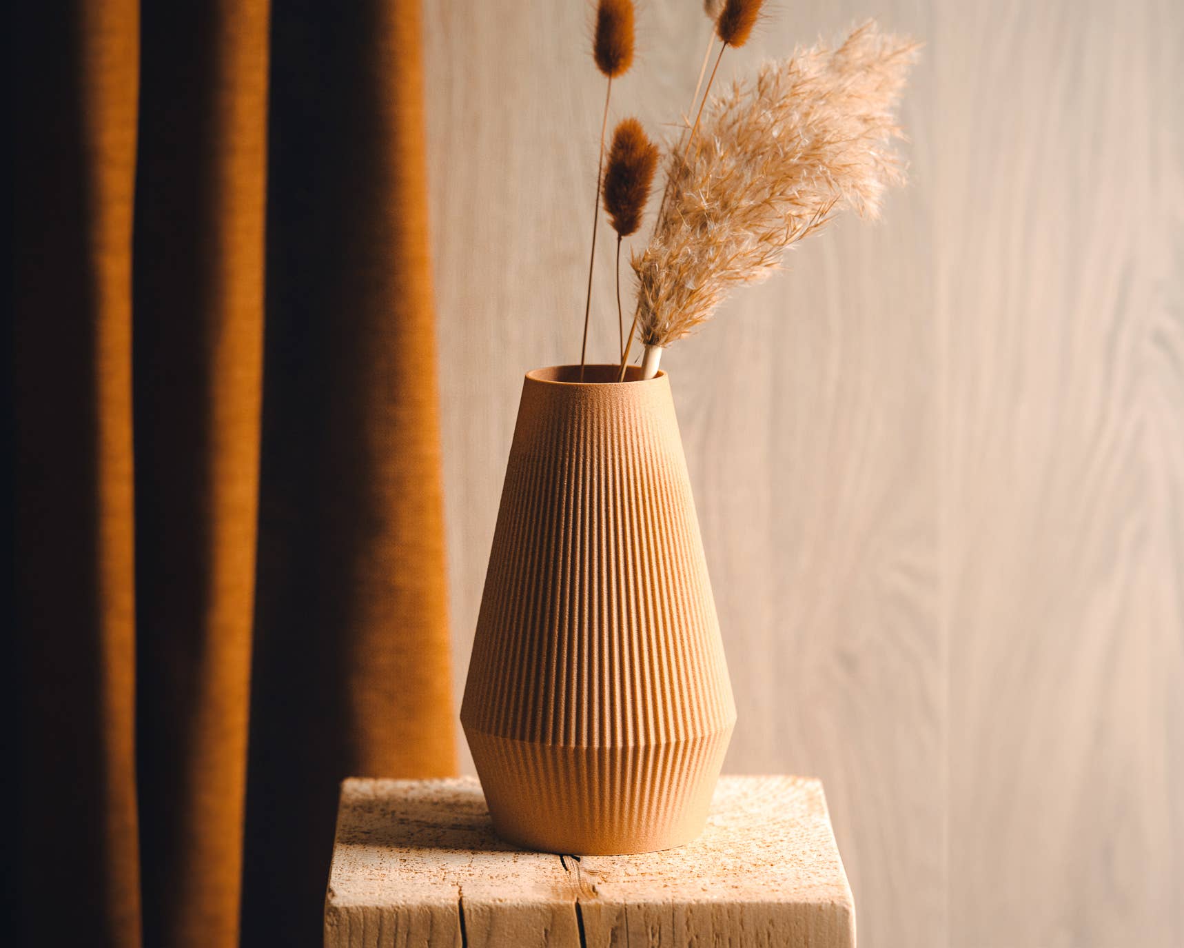 Copo Design - Venta al por mayor Floreros - Jarrón para flores secas Lila - base de madera sin plástico7