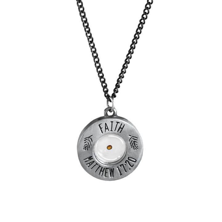 Lifebeats Gifts - Wholesale Pendant/charm necklace - Mustard Seed Necklace - Engraved "Faith Matthew 17:20"