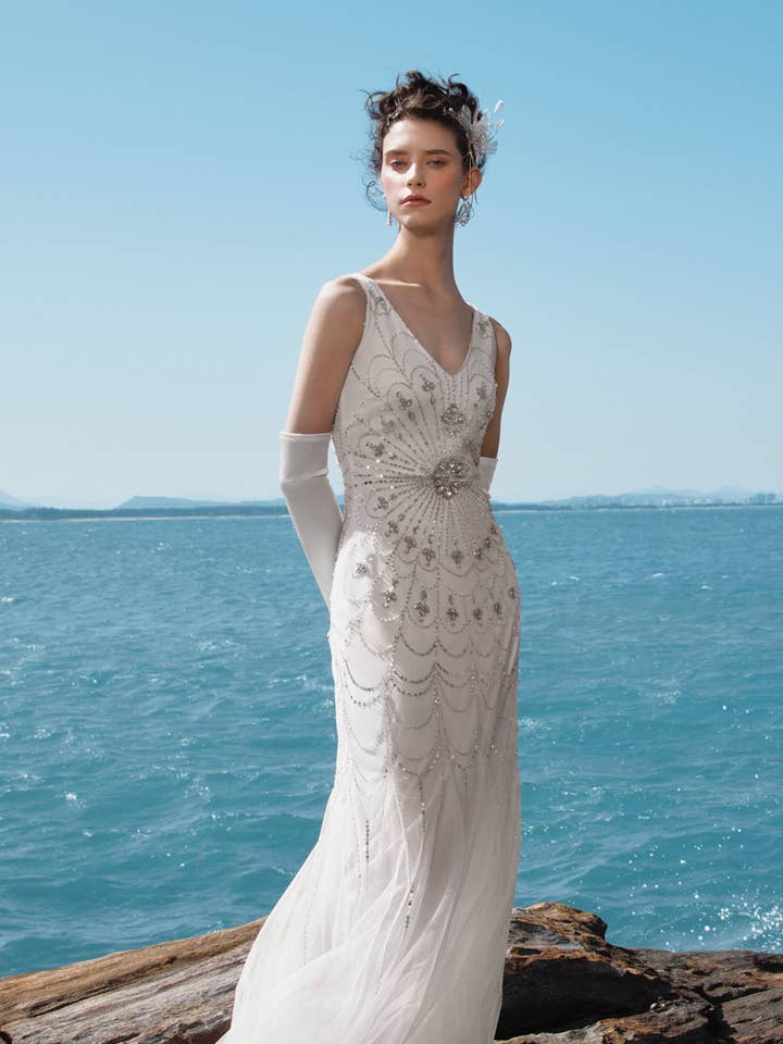 Luxurious Rhinestone Beaded Mermaid Evening Gown for wholesale by BABEYOND