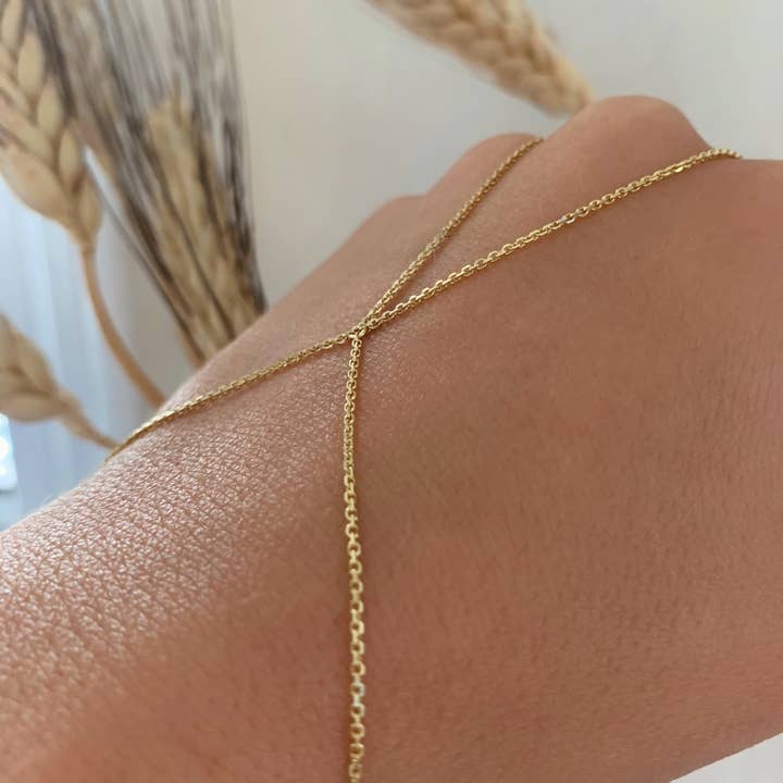 Kimiya Designs - Wholesale Link & Chain Bracelet - 14k Solid Gold Hand Chain