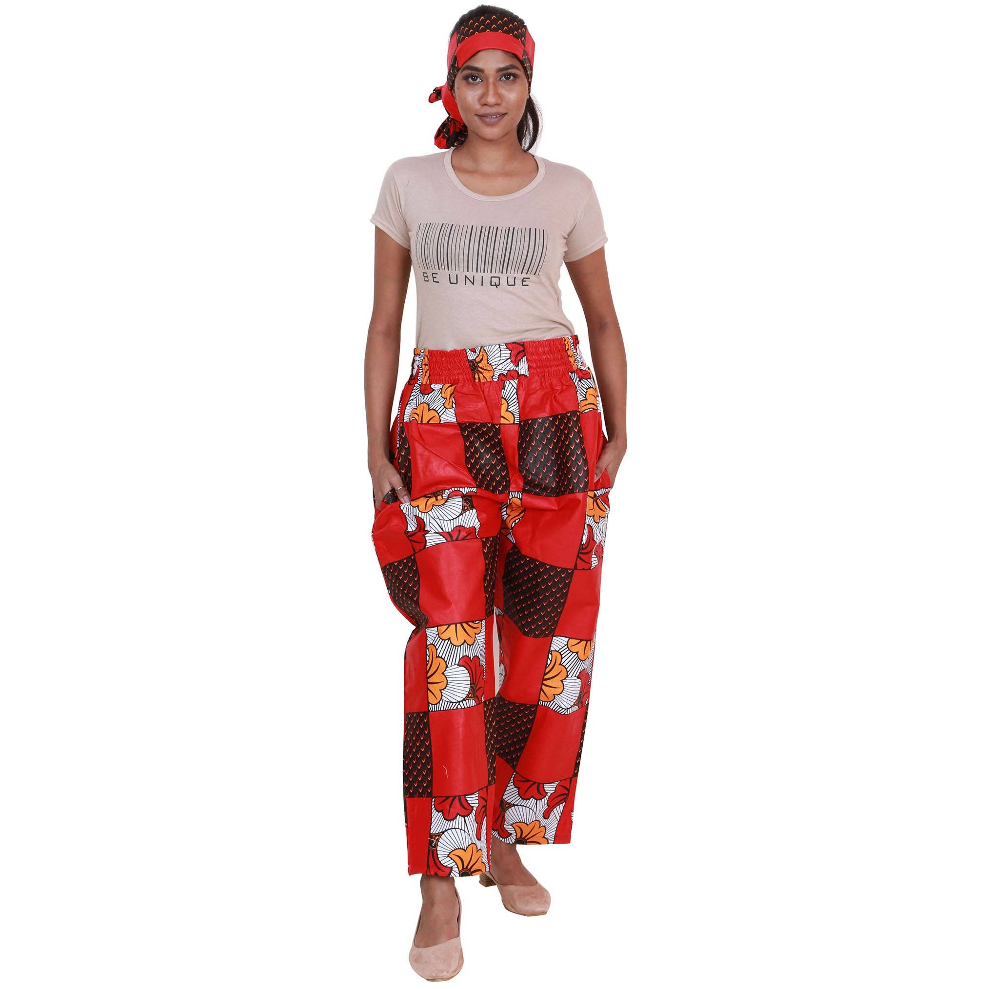 African Stars - Wholesale Pants - Women's - Women's African Printed Pant with Matching Scarf - FI-832