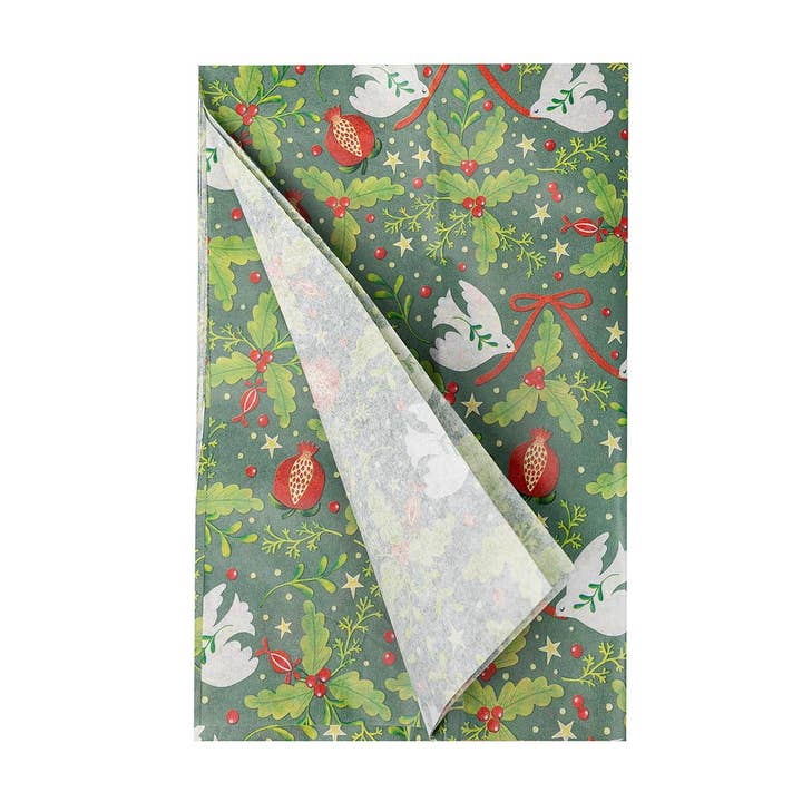 Talking Tables UK – wholesale Tissue paper – Folklore Green Christmas Tissue Paper | 4 Sheets |