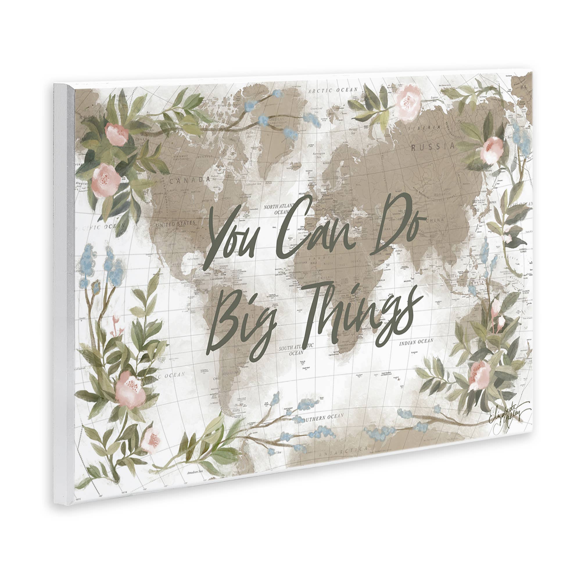 Stupell Industries - Vendita all'ingrosso Decorazione da parete - Bambini e neonati - Arte della Targa Murale con Mappa Floreale Ispiratrice2