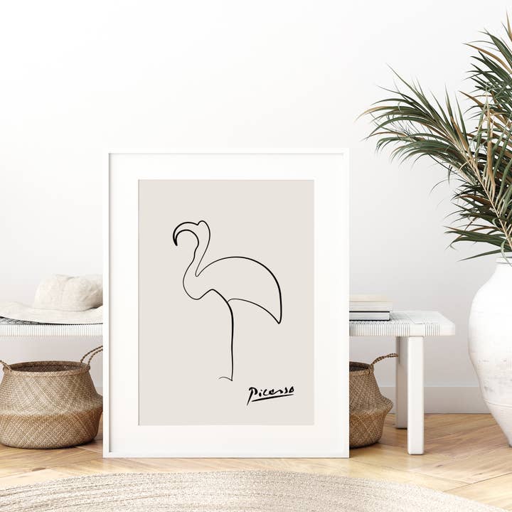 Sugar & Canvas – Impressão artística por atacado – Pablo Picasso Flamingo Linha Desenho Arte Print P355
