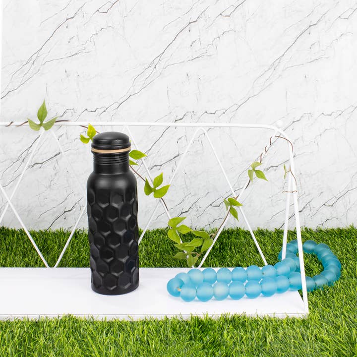 El'Cobre - Wholesale Water Bottle - Black Diamond Hammered Copper Water Bottle - 700ML