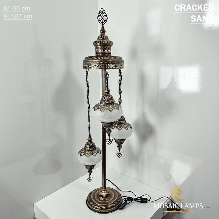 Mosaic Lamps – wholesale Golvlampa – 3-Globe Ottomansk Turkisk Crackle Glass Golvlampa2