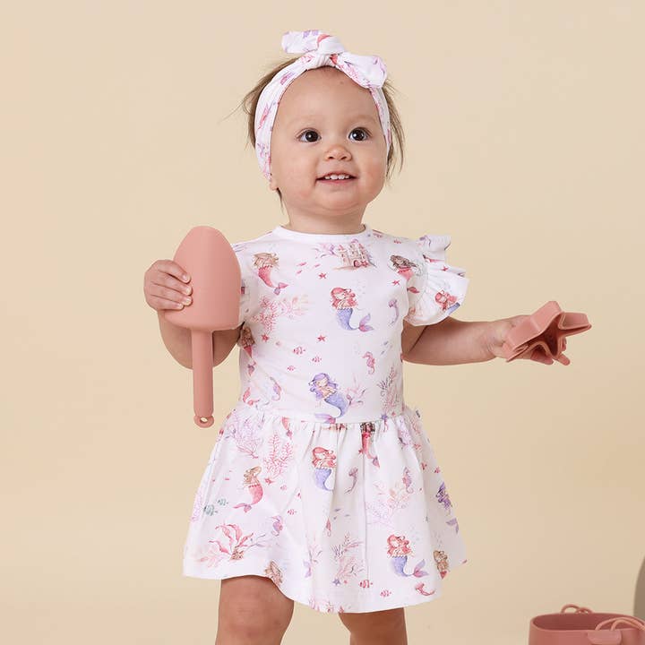 Vestido orgánico de manga corta Mermaid para venta al por mayor de Snuggle Hunny