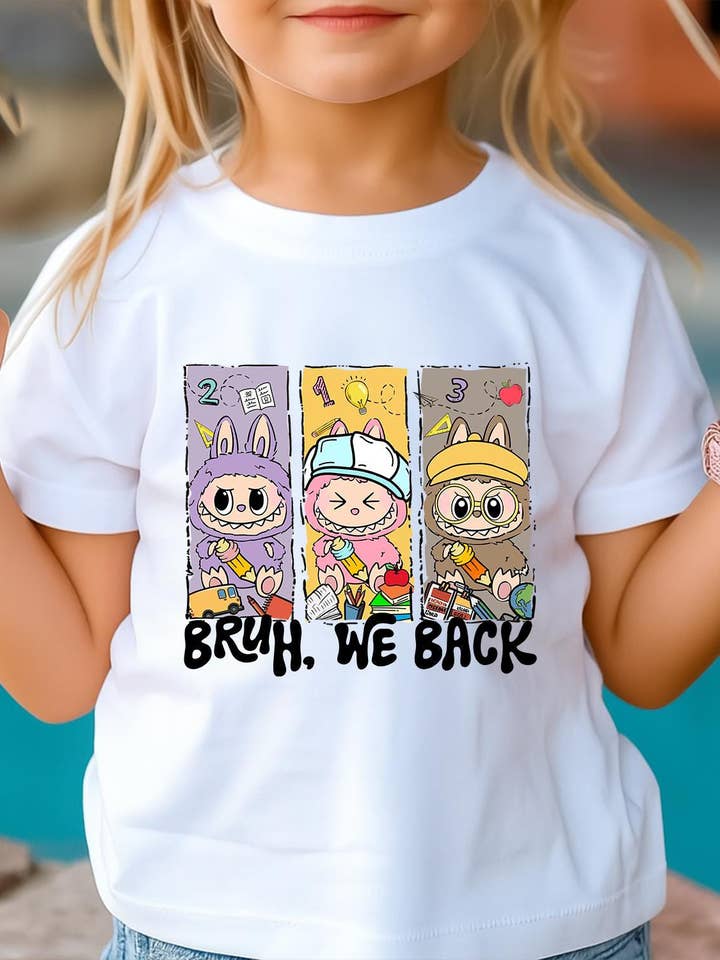 Bruh Vi Er Tilbage Labubu Børne T-shirt, Kawaii Labubu Ungdoms T-shirt for engroshandel hos SONDO DESIGN LTD