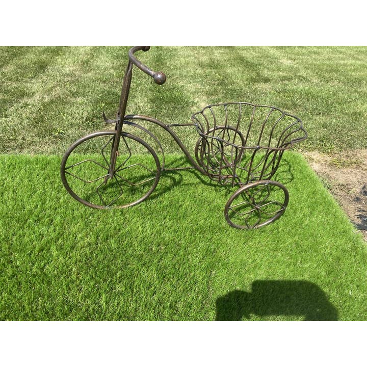 Garden Iron And More - Wholesale Outdoor Ornament/Decor - Trike with Big Basket Flower Pot Holder Decorative Trike